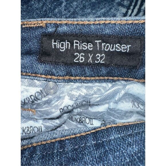 Rock & Roll Cowgirl Jeans Women’s (26 x 32) High Rise Trouser Flare Dark Wash 4 - Picture 8 of 8